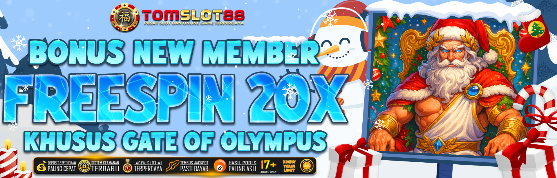 BONUS KHUSUS MEMBER BARU FREESPIN 20X GRATIS